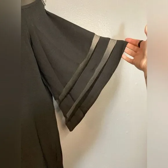 Black cold shoulder mesh sleeve blouse - Picture 3 of 4